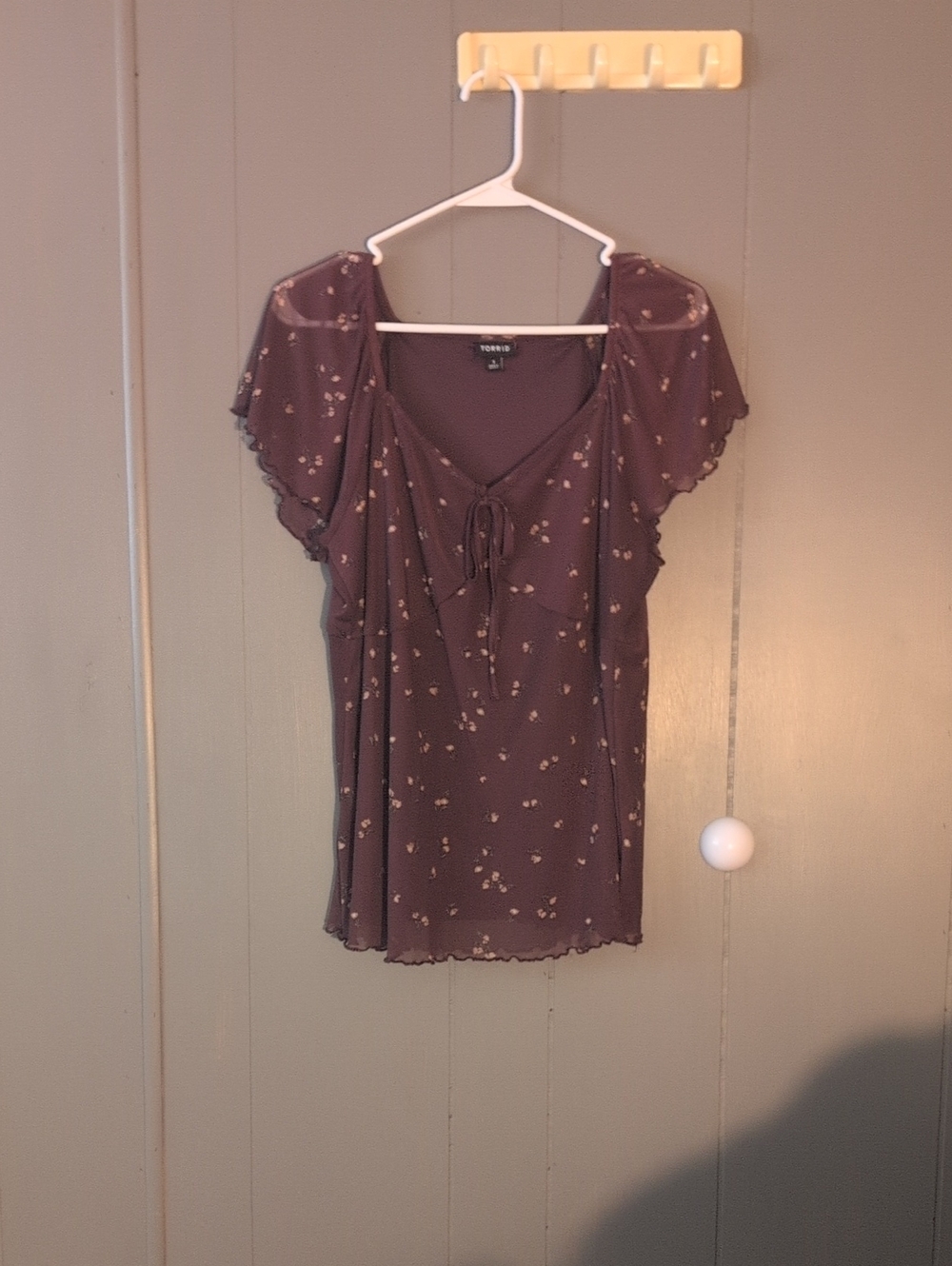 torrid brown floral tie-front flutter sleeve blouse